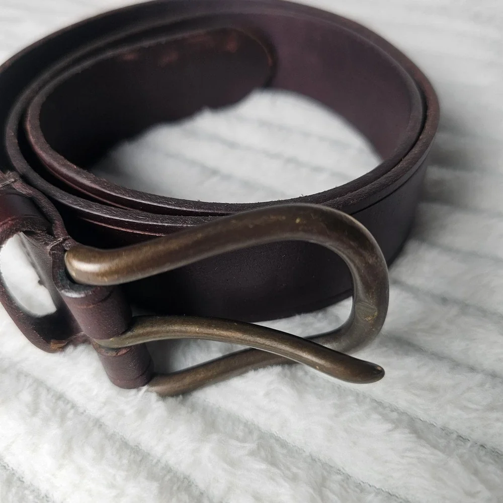 Genuine Leather Belt Mens 32 Dark Brown Rugged Americana Classic Made in USA